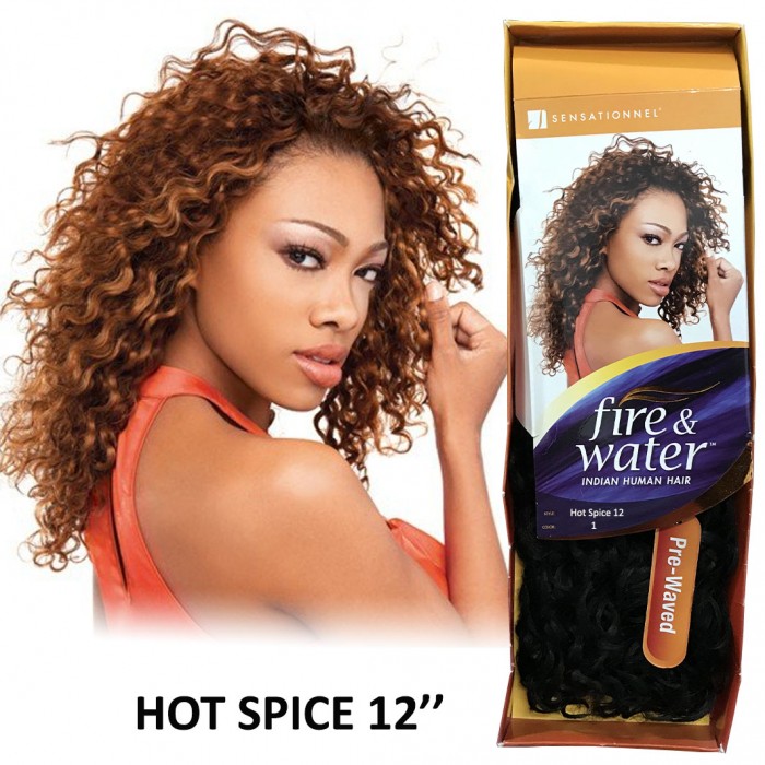 SENSATIONNEL FIRE & WATER INDIAN HUMAN HAIR HOT SPICE 12" COLOR 1...