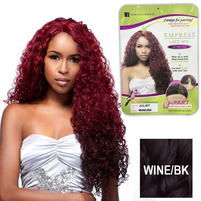 SENSATIONNEL EMPRESS LACE WIG FRONT EDGE JULIET COLOR WINE/BK...