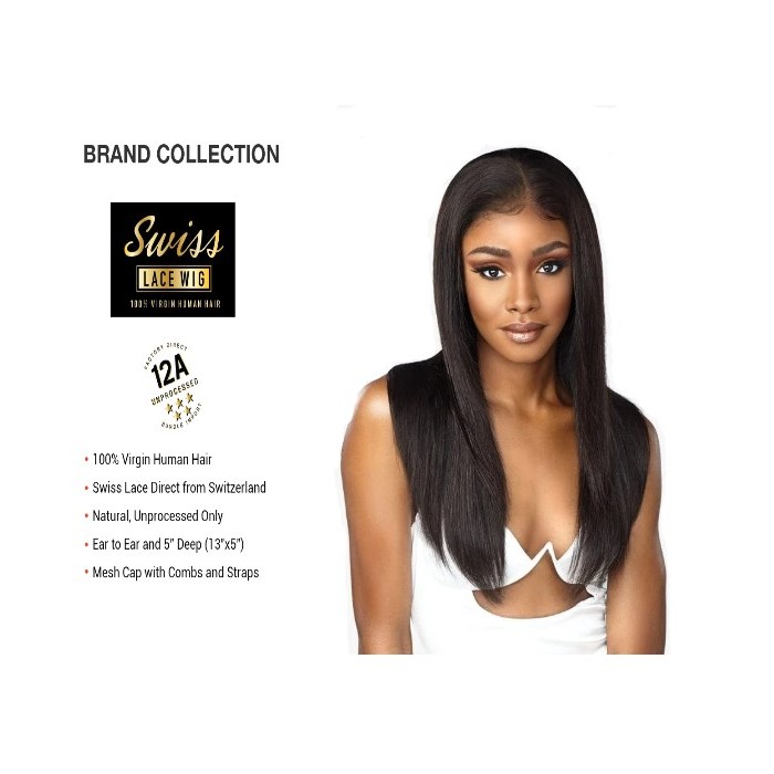 SWISS LACE WIG 100% VIRGIN HUMAIN HAIR 12A NATURAL STRAIGHT 24''